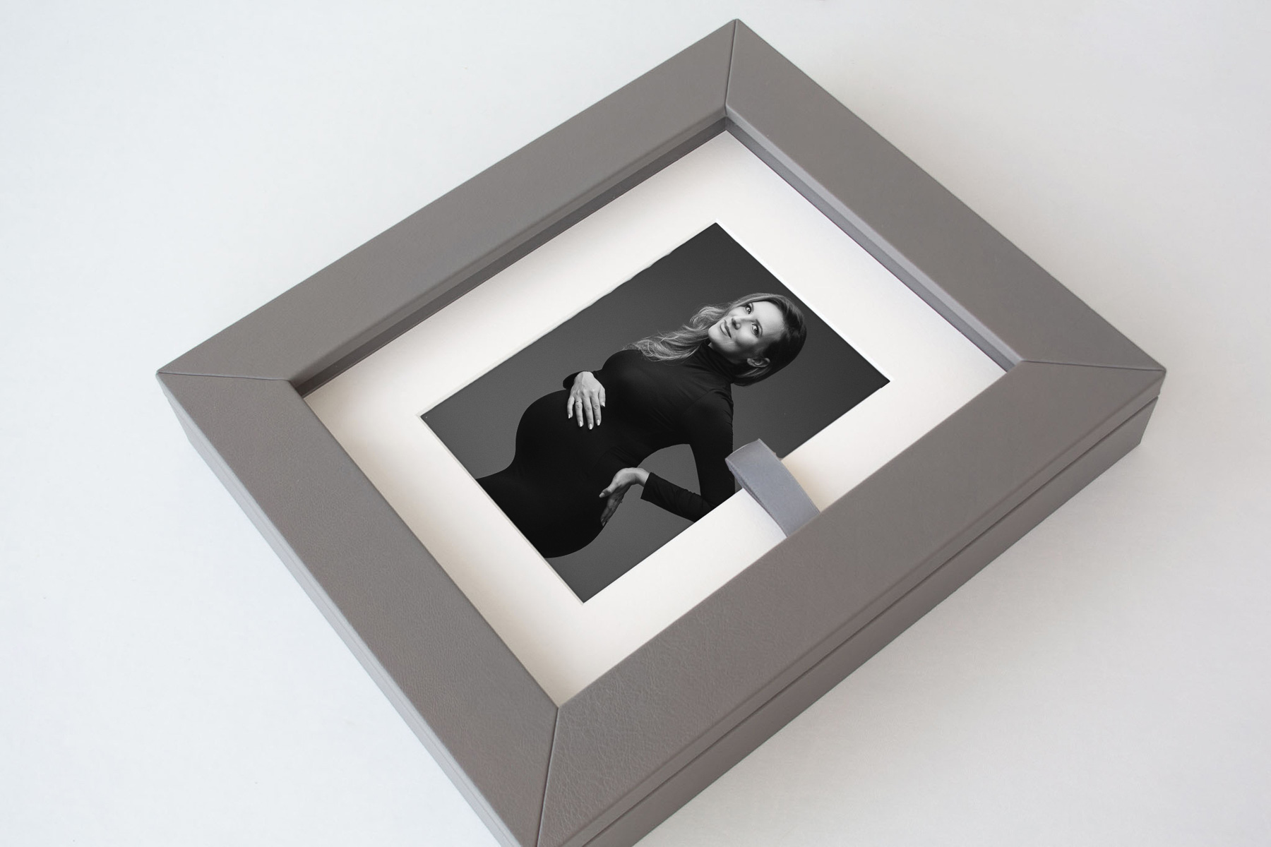 Matted maternity print displayed in a luxurious folio box.